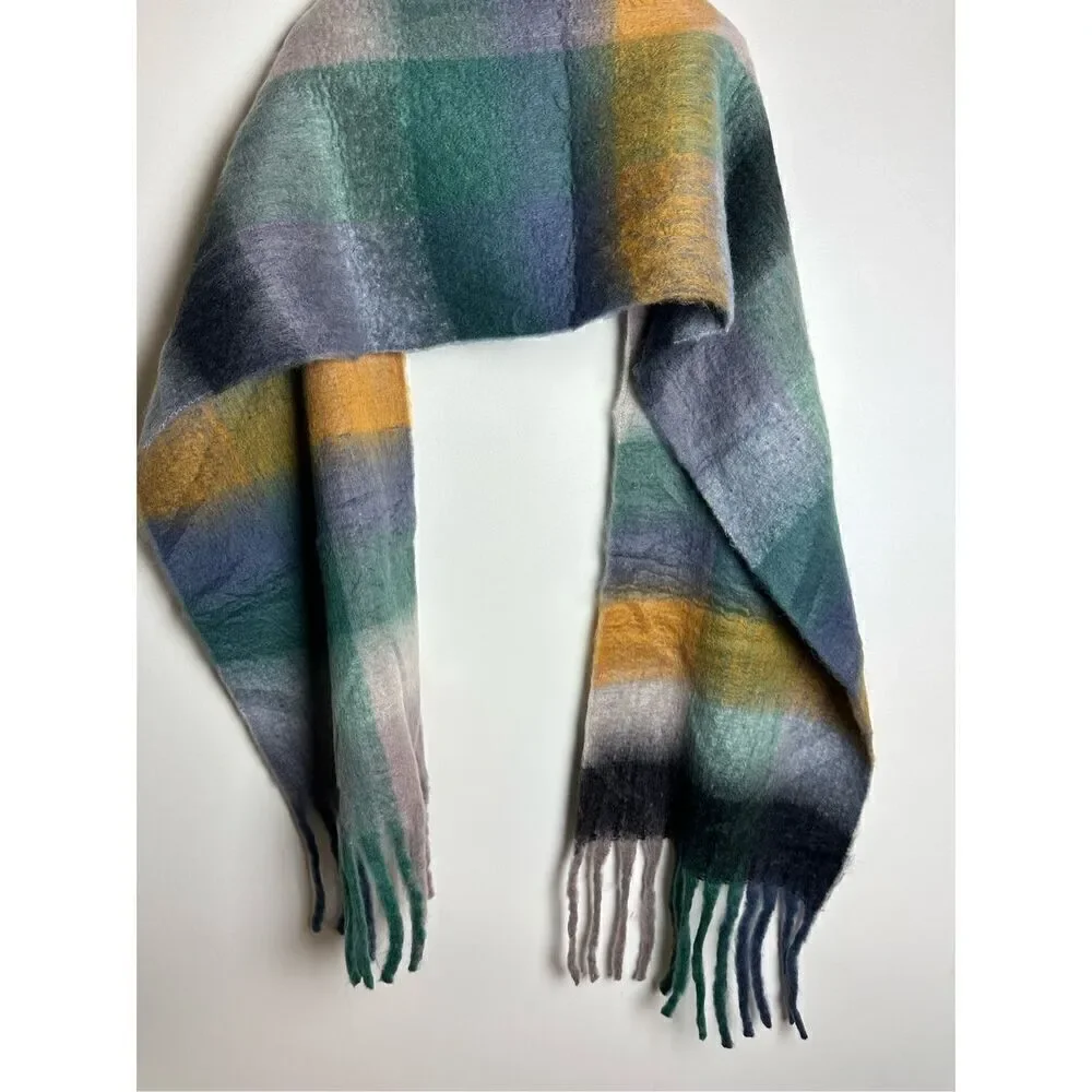 Mint green multi oversized scarf
